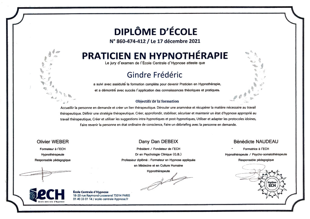 photo diplome Frédéric GINDRE