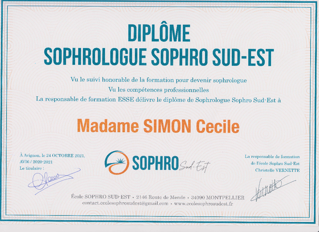 photo diplome Cécile Simon