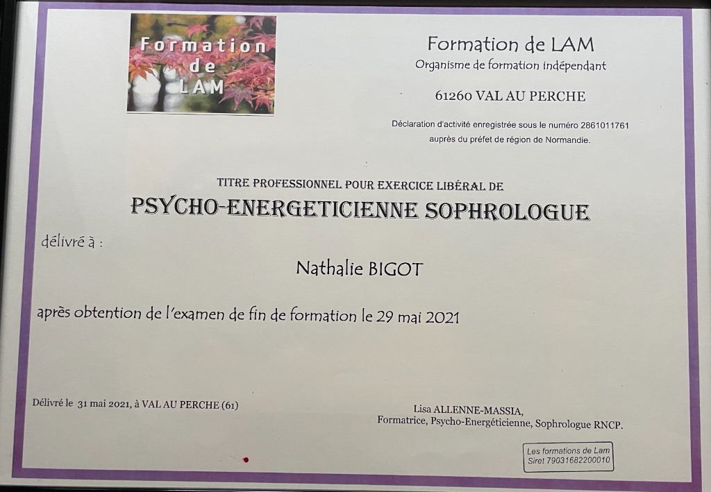 photo diplome Nathalie Bigot