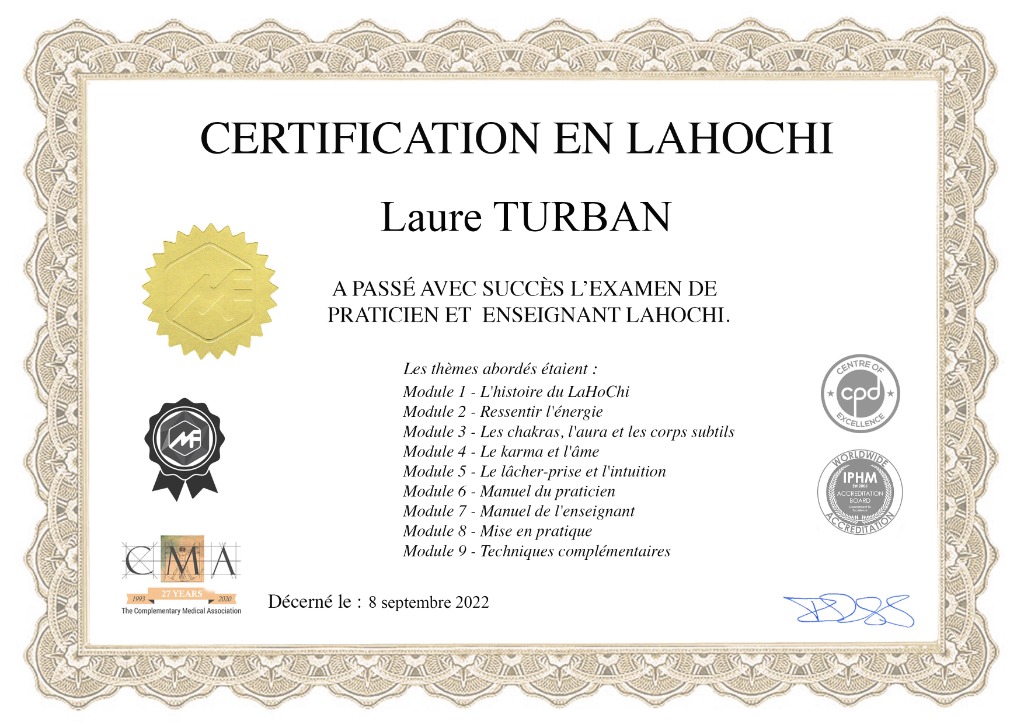 photo diplome L’éveil des Sens