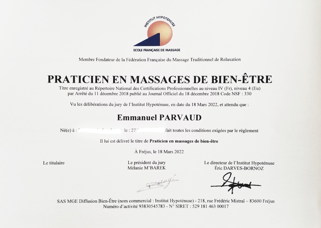 photo diplome Échappées Zen