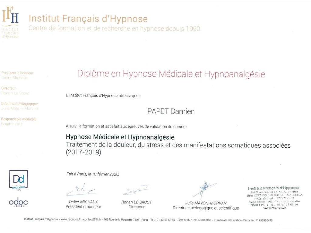 photo diplome Damien Papet