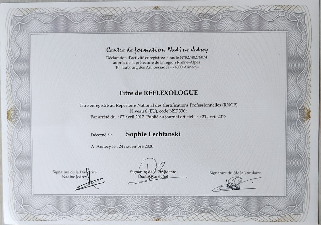 photo diplome E’sens de Vie