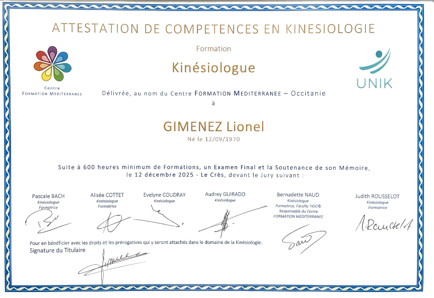 photo diplome Lionel GIMENEZ
