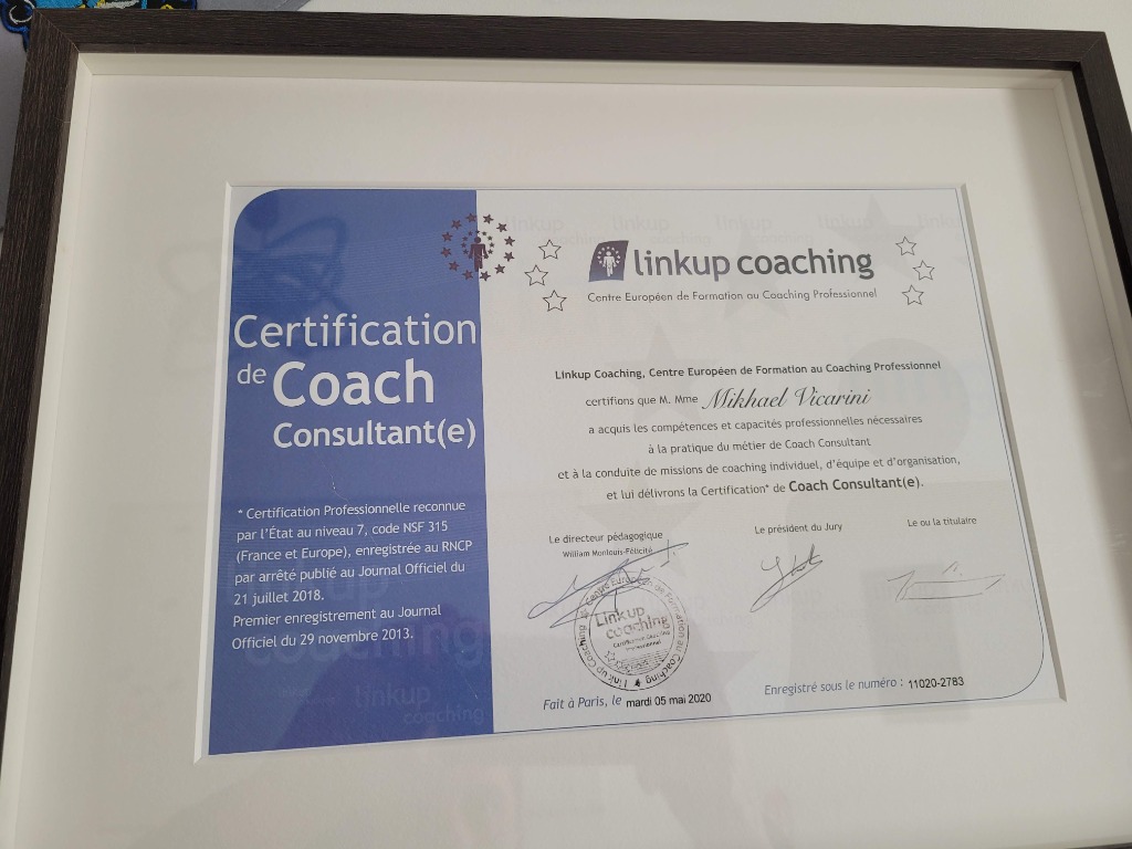 photo diplome Vicarini Coaching