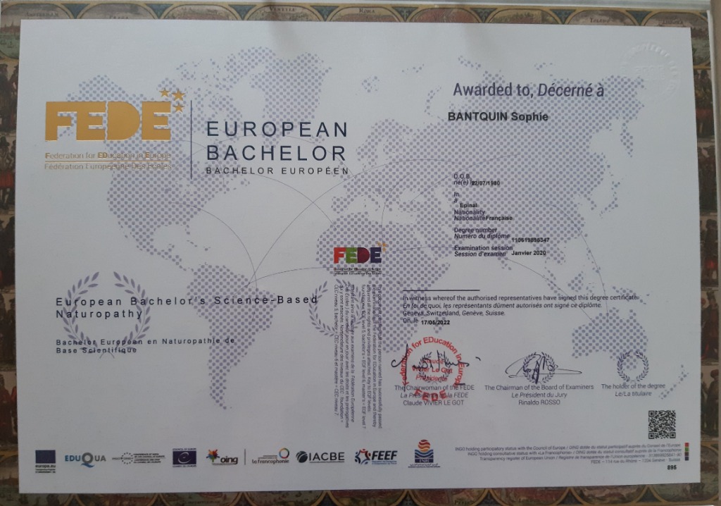 photo diplome Sophie Bantquin Naturo-Sport