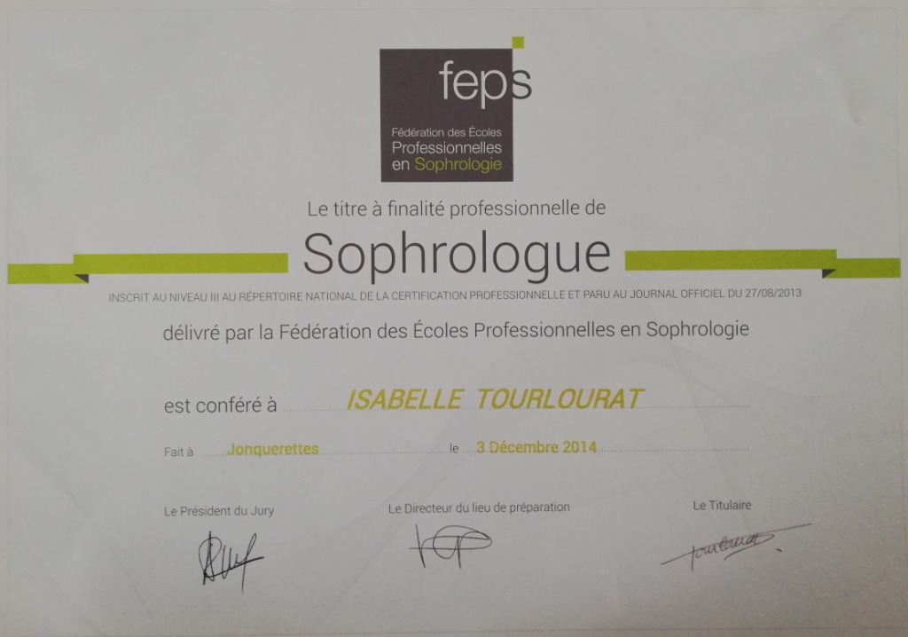 photo diplome Isabelle TOURLOURAT