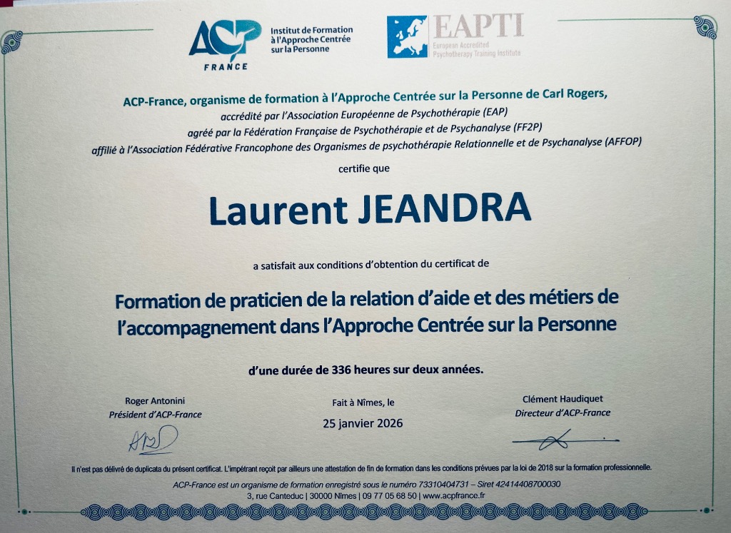 photo diplome Laurent Cotten Jeandra