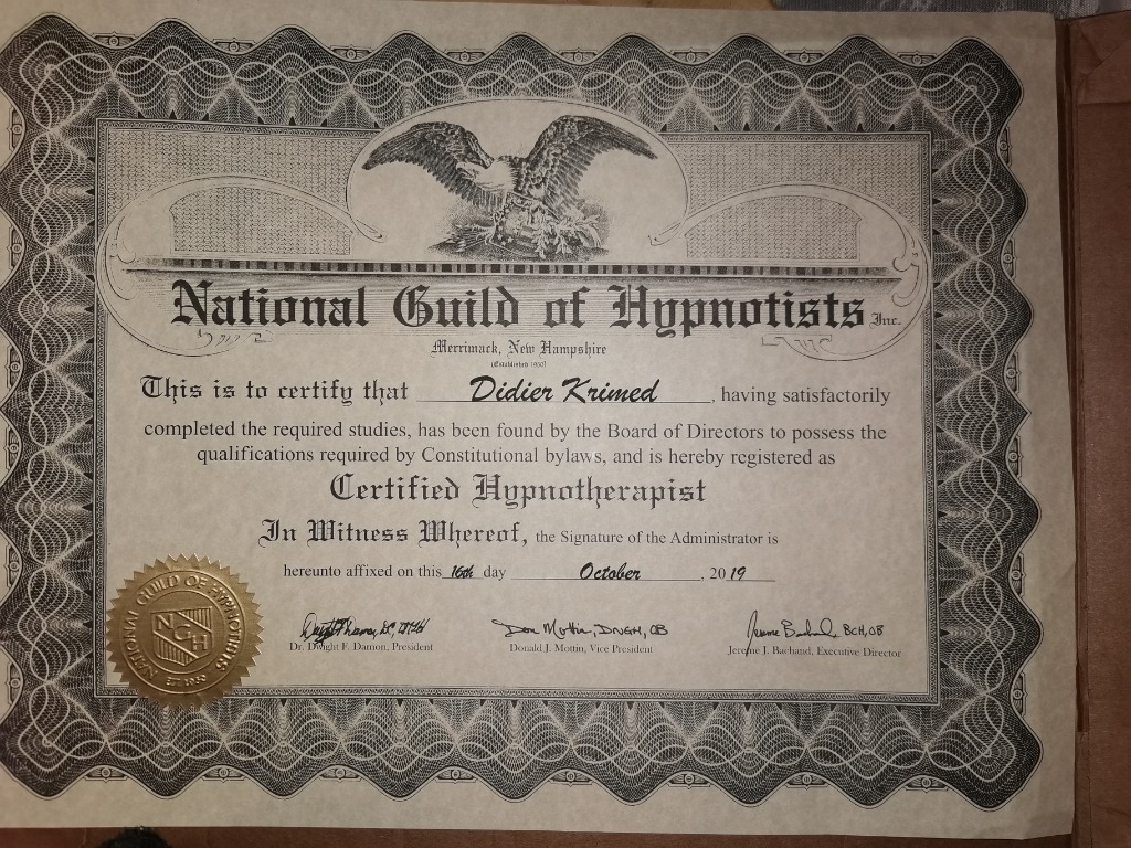 photo diplome Didier KRIMED Thérapies brèves