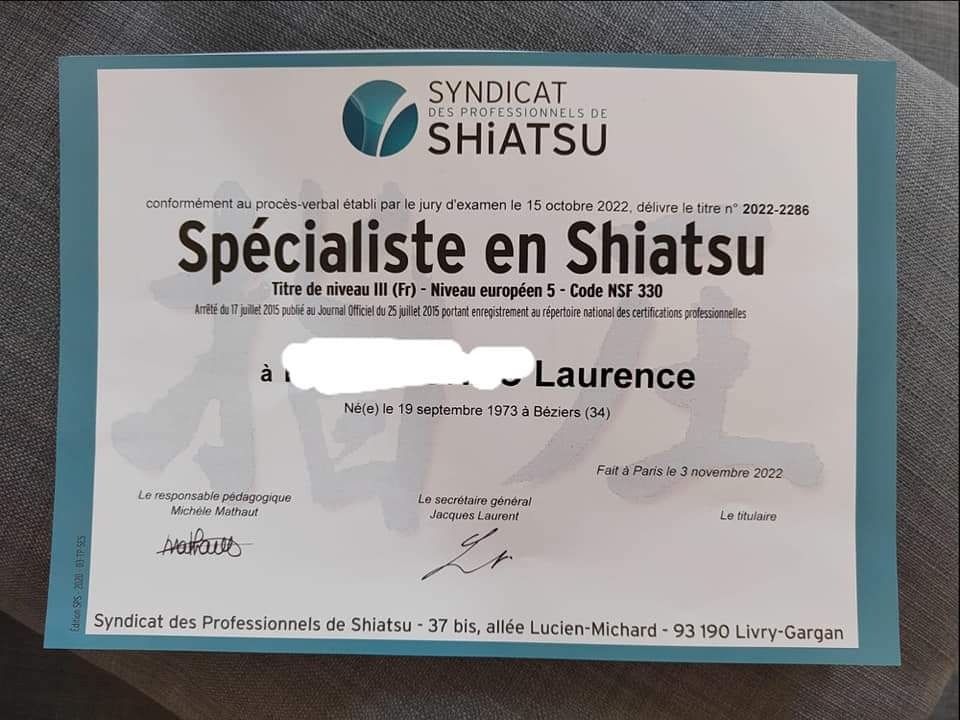 photo diplome Ikigai Shiatsu
