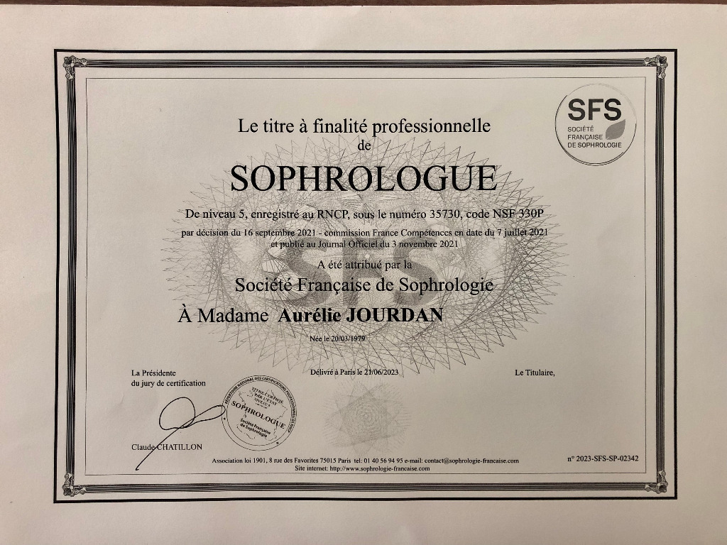 photo diplome O dedans Sophrologie
