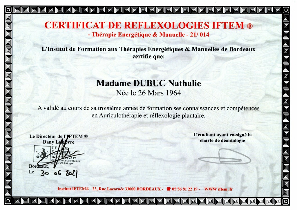 photo diplome Rituels de PO Nathalie Dubuc