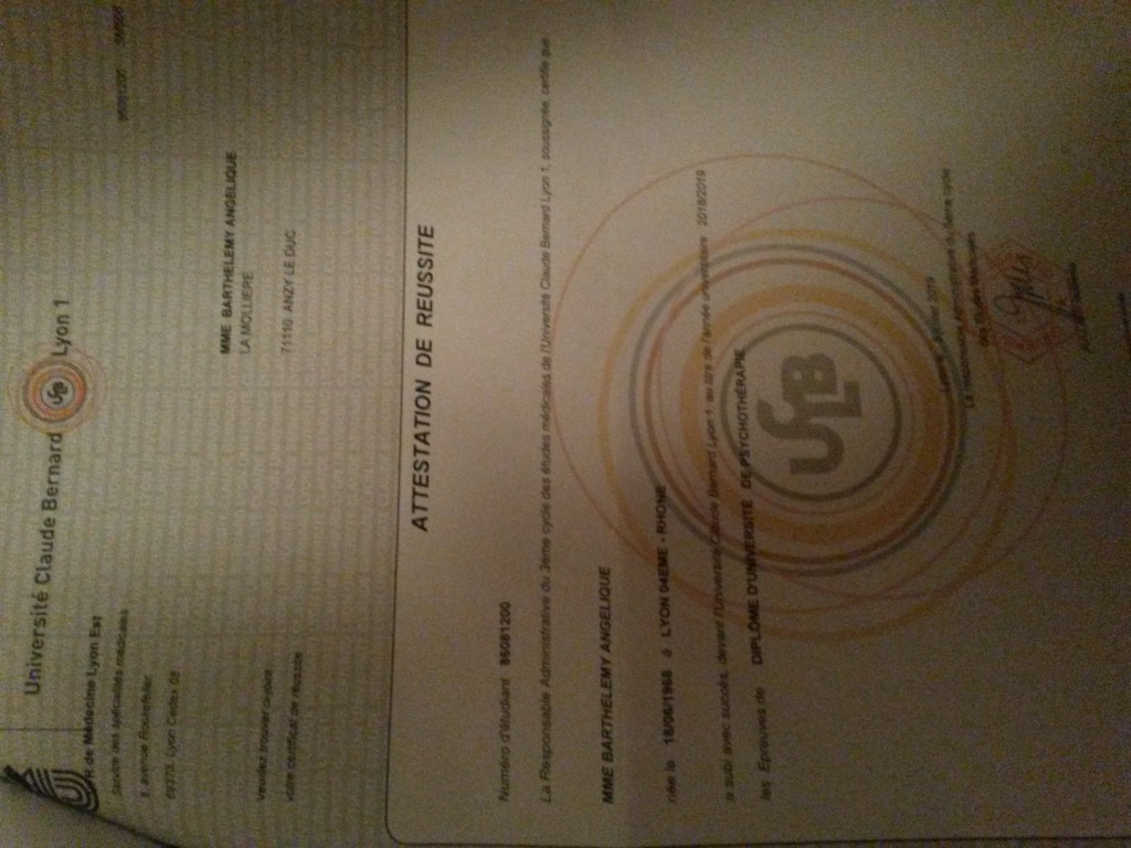 photo diplome ANGELIQUE BARTHELEMY