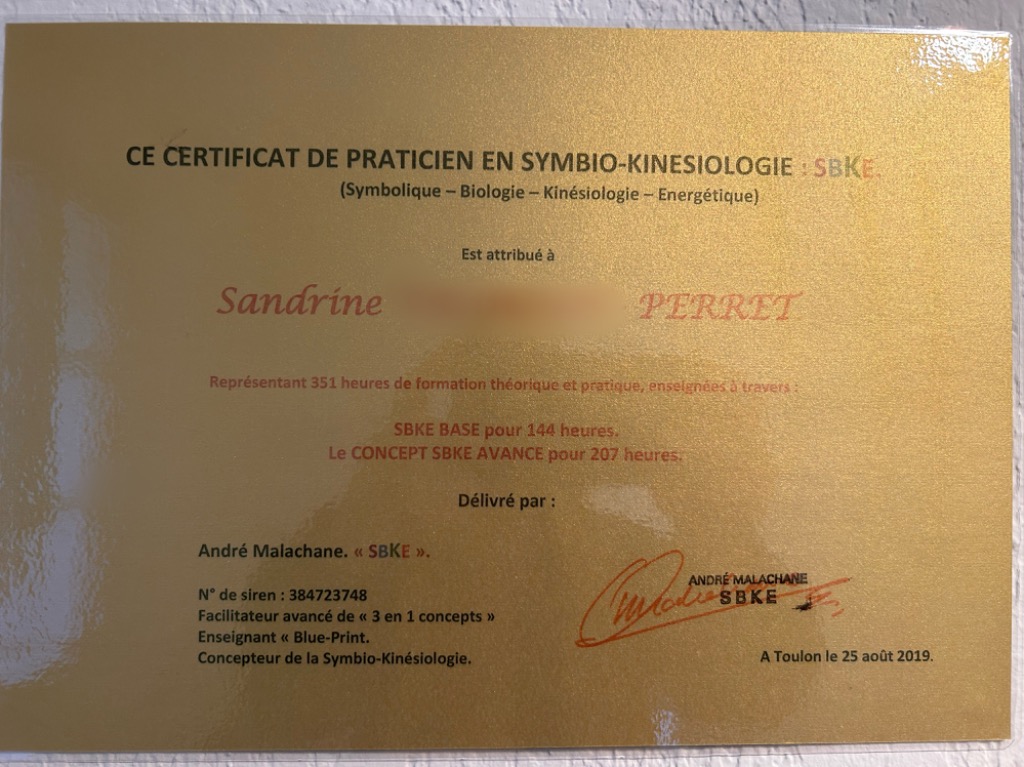 photo diplome Sandrine Perret