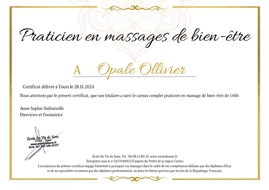 photo diplome Opale OLLIVIER