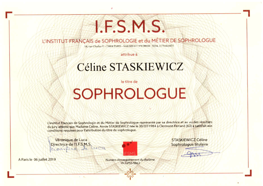 photo diplome Céline STASKIEWICZ