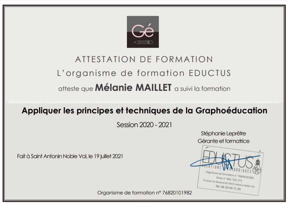 photo diplome Mélanie Maillet, Grafoflex