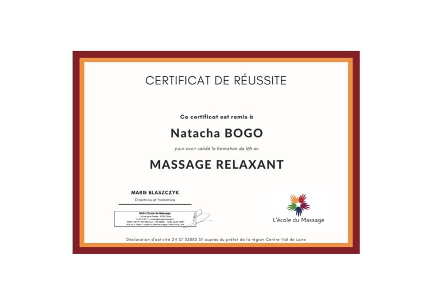 photo diplome Cabinet natacha bogo