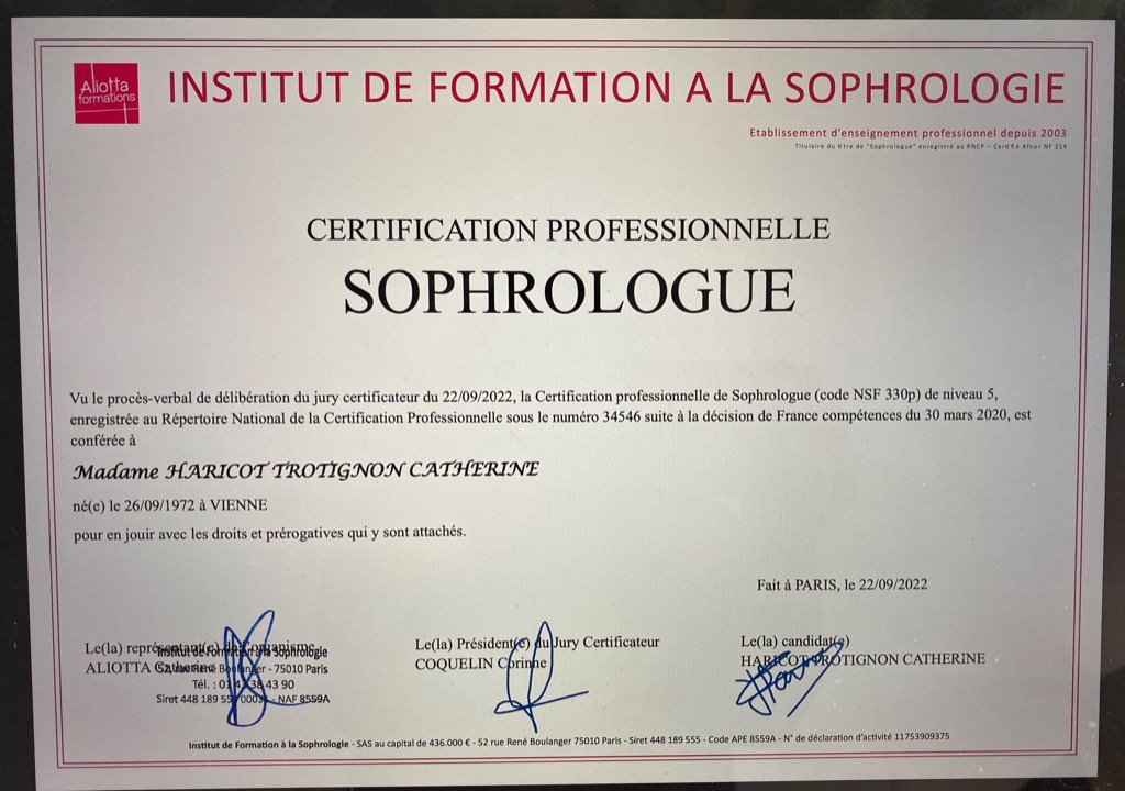 photo diplome Catherine Haricot-Trotignon