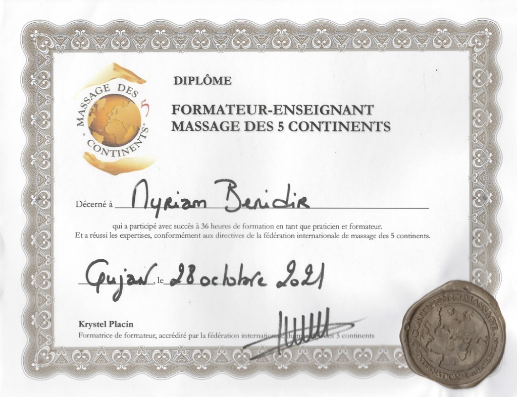 photo diplome Douce Energie des Mains