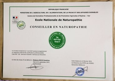 photo diplome Sandrine ROCCO "teora Naturopathe"