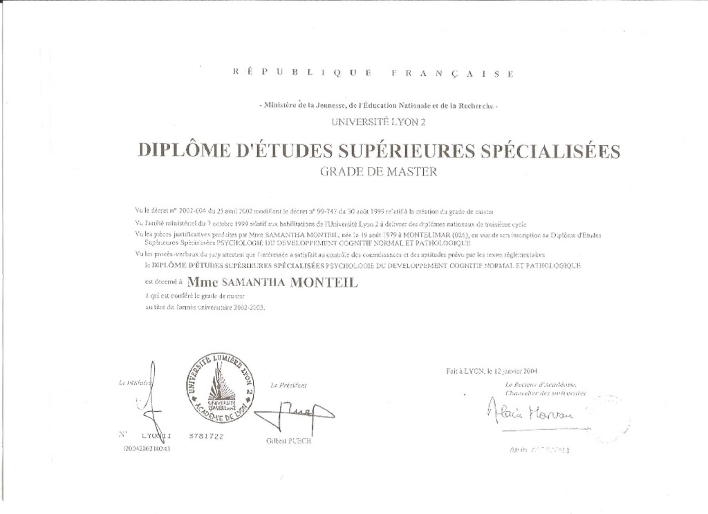 photo diplome Samantha Monteil