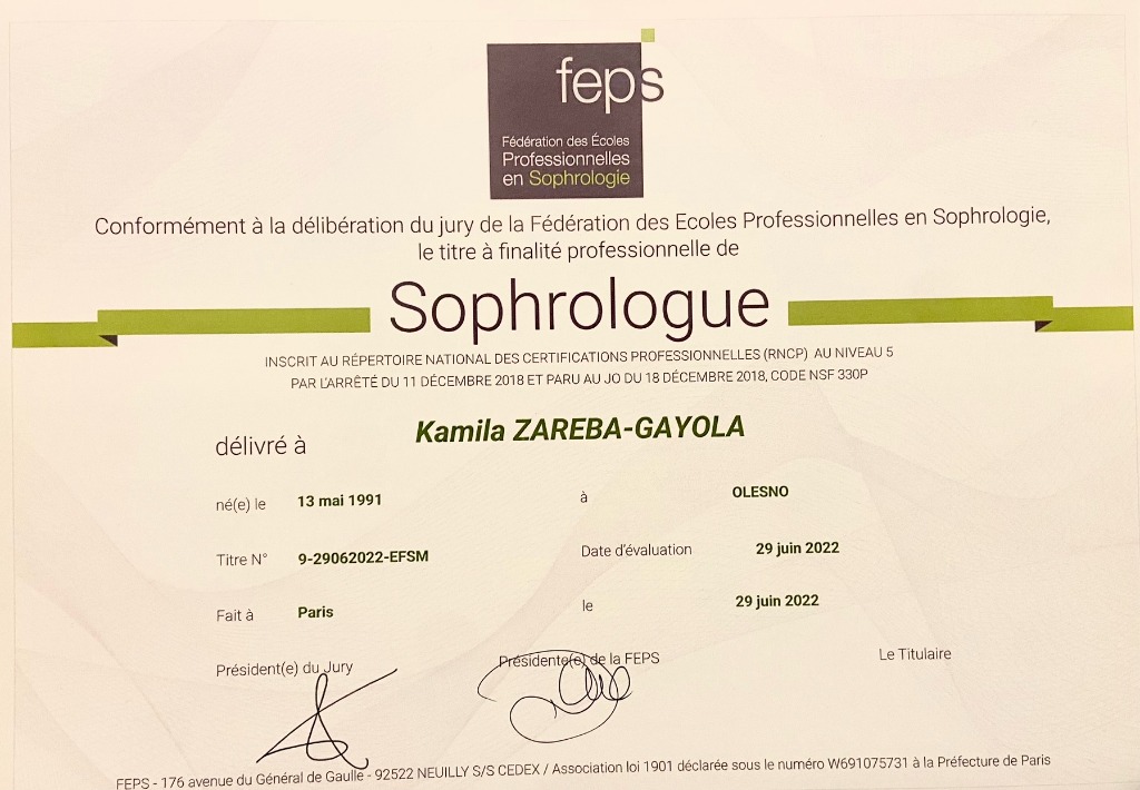 photo diplome Kamila ZAREBA