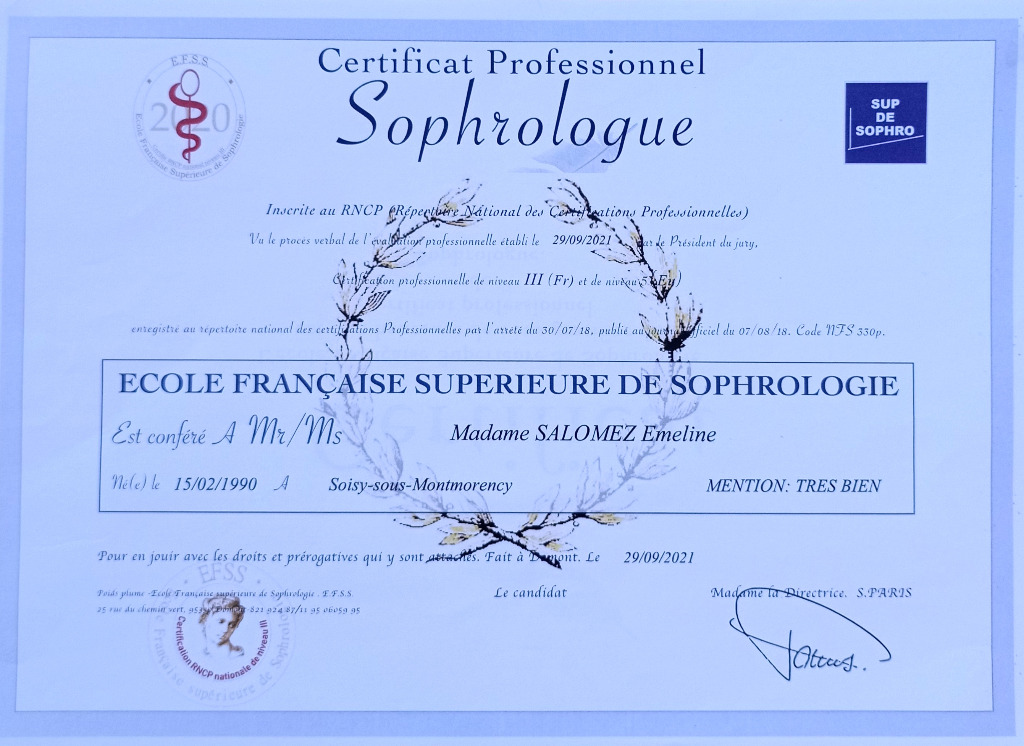 photo diplome Emeline SALOMEZ