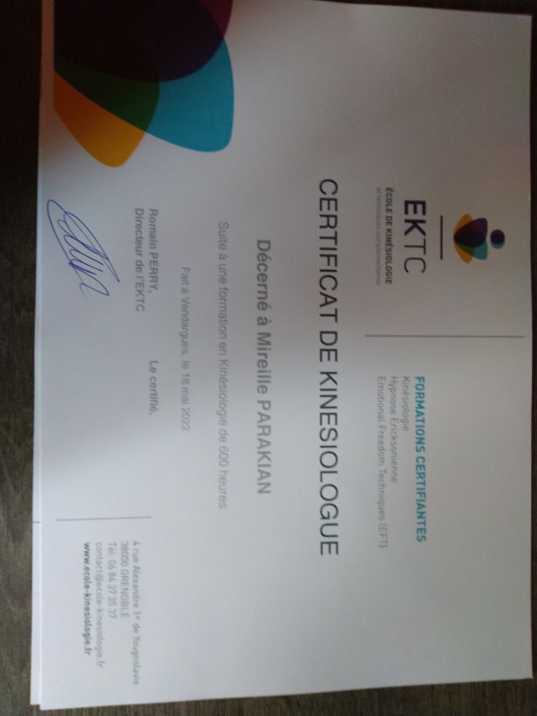 photo diplome Kinesiologieliberte