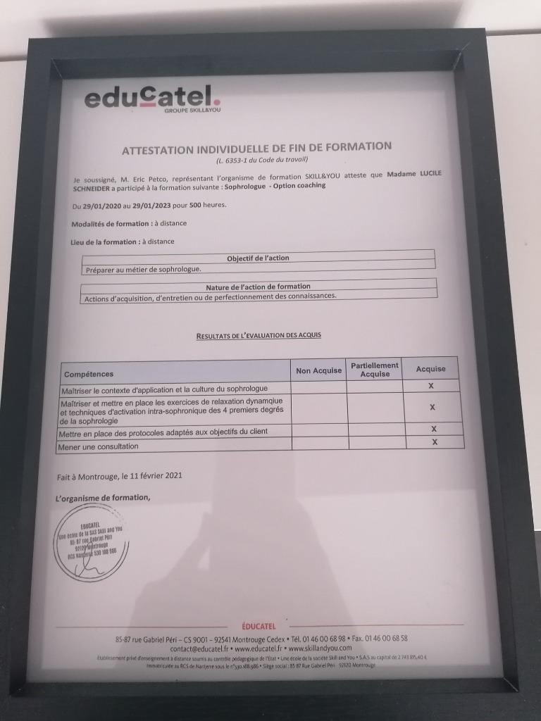 photo diplome  Lucile SCHNEIDER