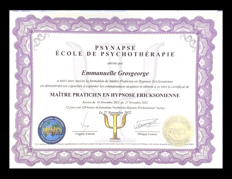 photo diplome Emmanuelle Grosgeorge