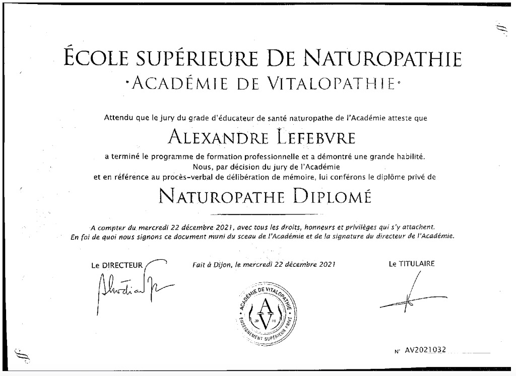 photo diplome Alexandre LEFEBVRE