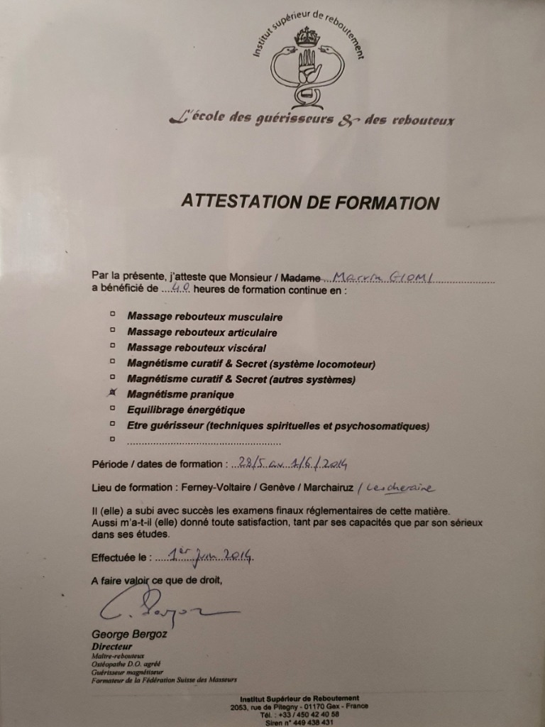 photo diplome Thérapies Gaia