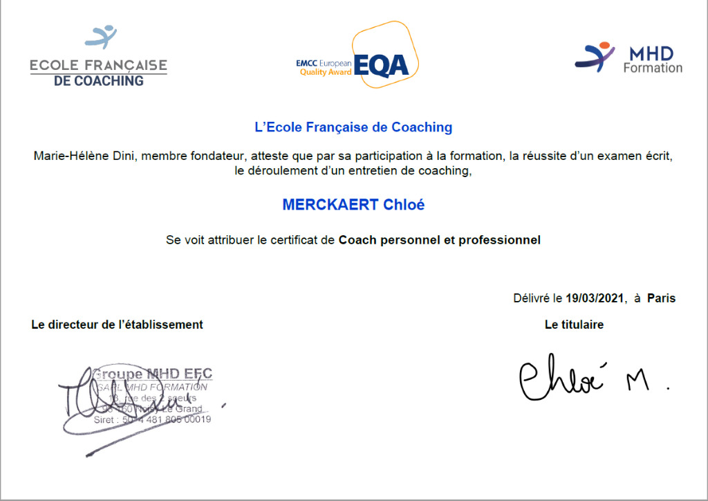 photo diplome Chloé Merckaert