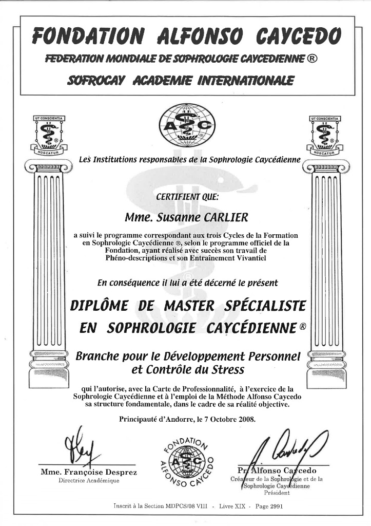photo diplome SUSANNE CARLIER