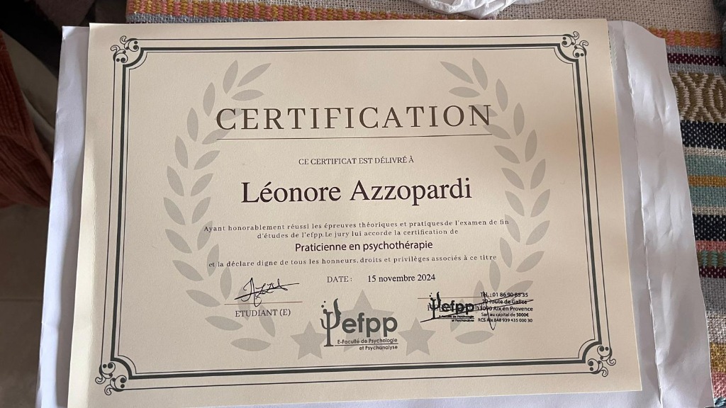 photo diplome Léonore AZZOPARDI