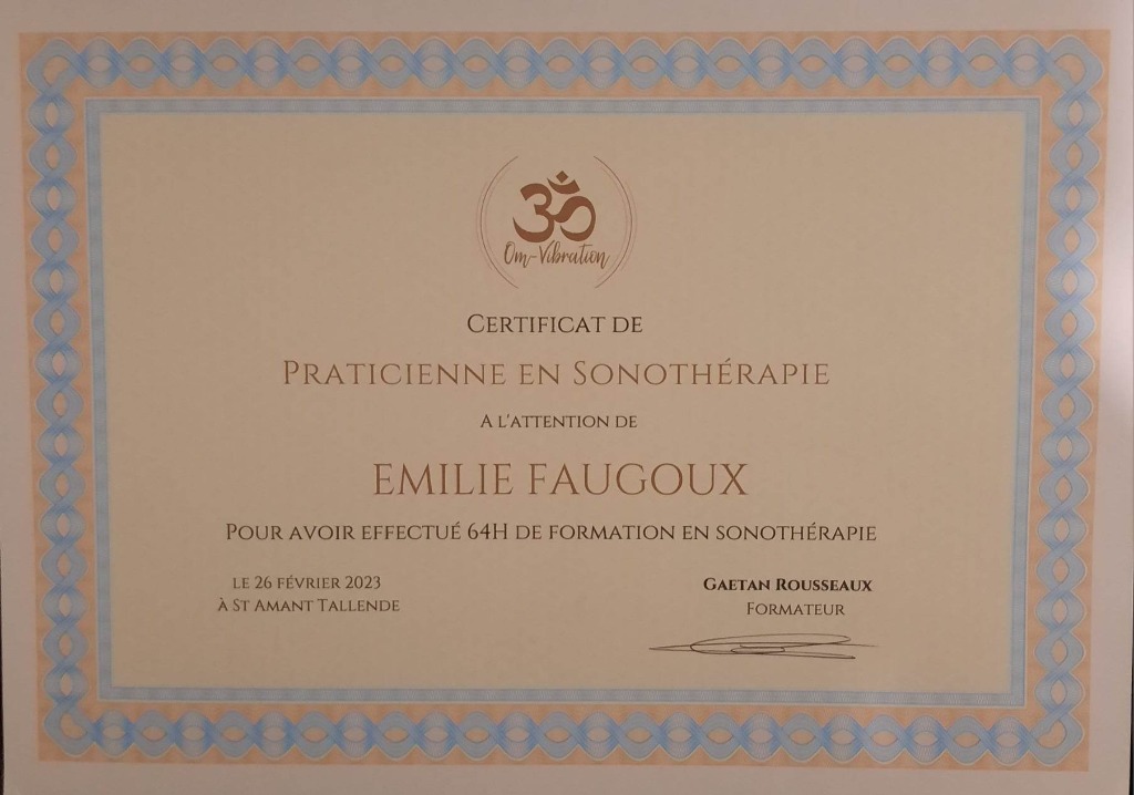 photo diplome Miliecienne Bien Être