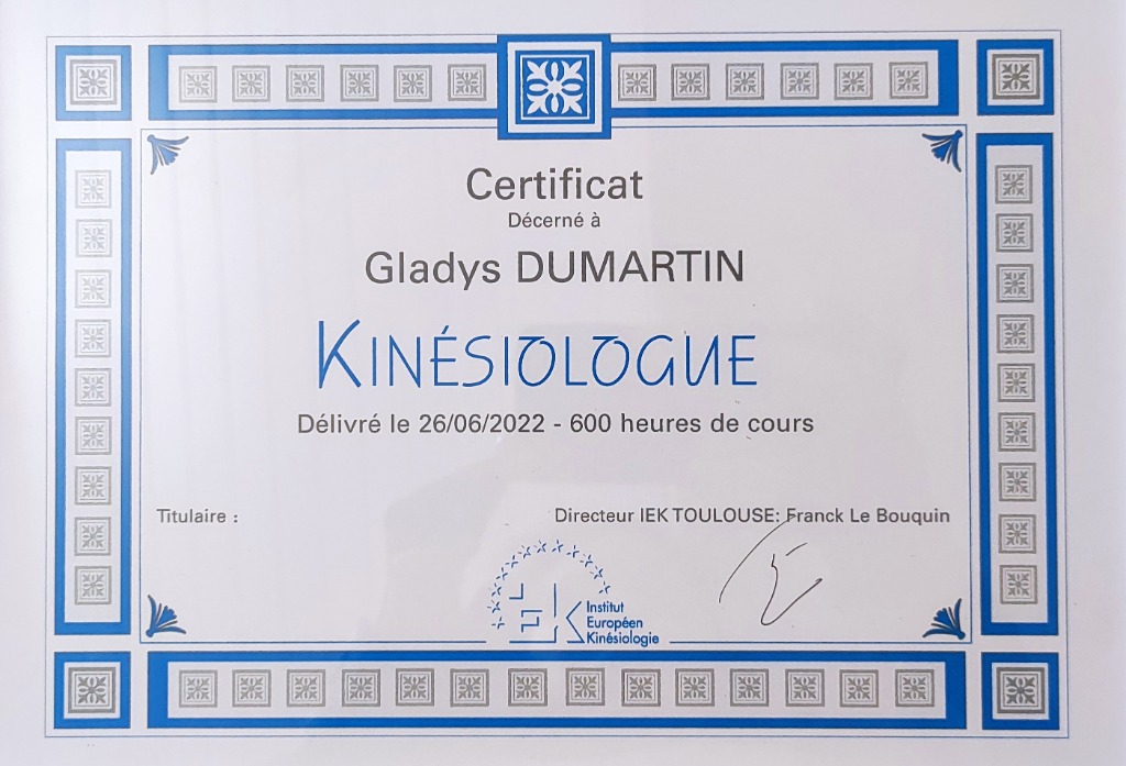 photo diplome Gladys DUMARTIN (Ekl’or: Le corps a la clé)