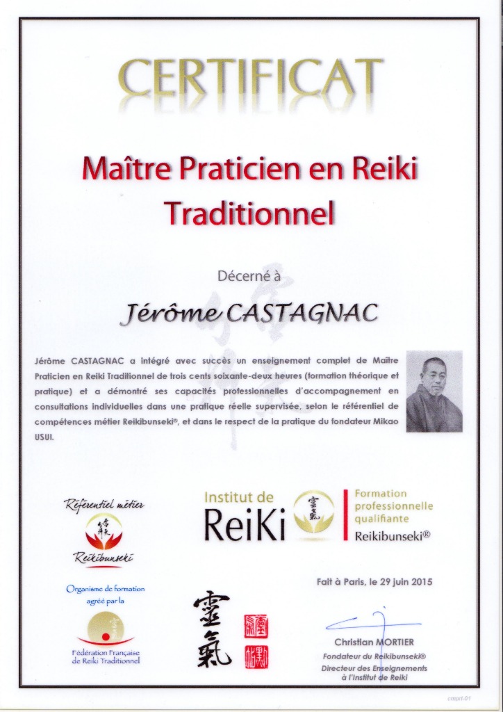 photo diplome Consultations Reiki Paris