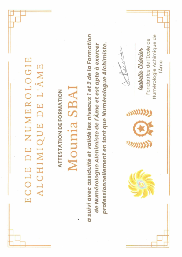 photo diplome Myra-Ose l’âme