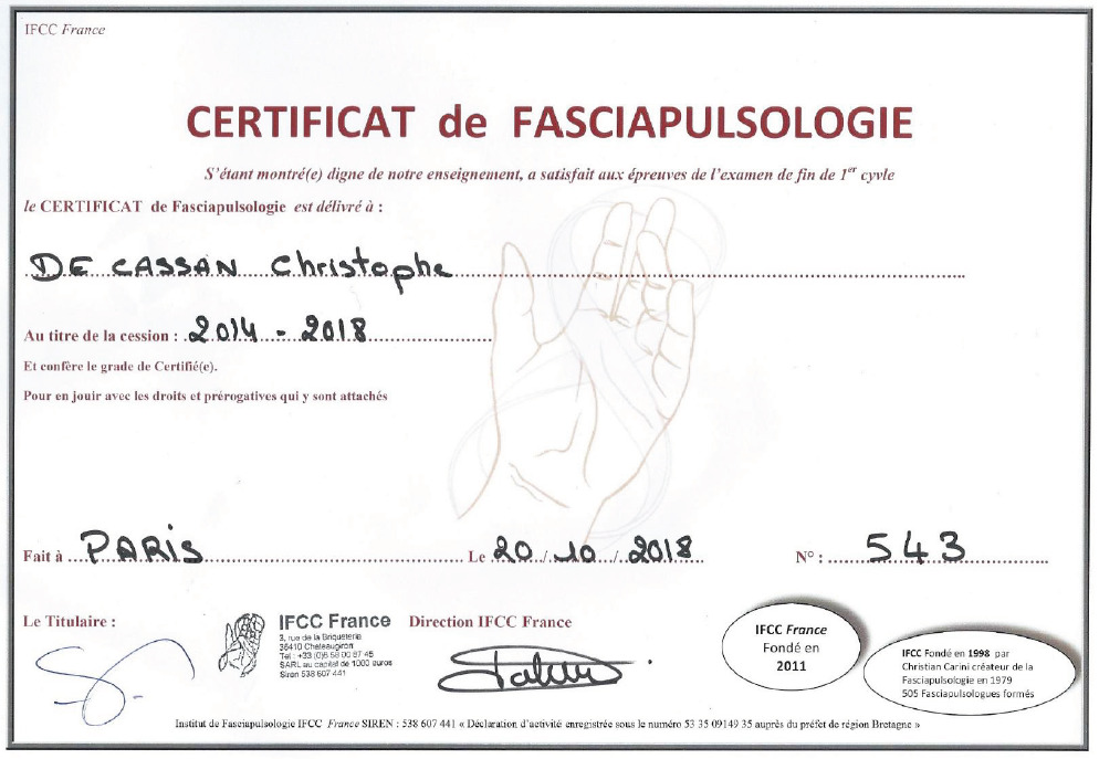 photo diplome Christophe de Cassan