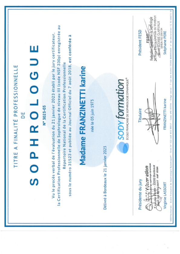 photo diplome Karine FRANZINETTI 