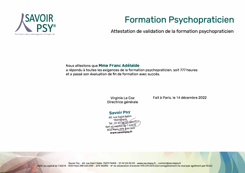 photo diplome ADELAIDE FRANC