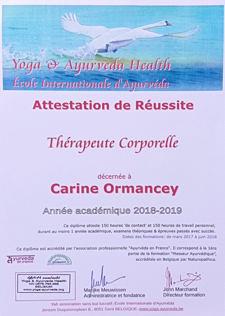 photo diplome Ayur et Sans