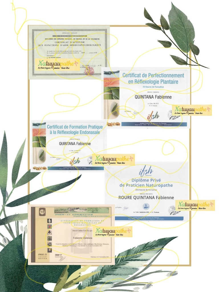 photo diplome Fabienne Roure dite Natuyaupathe