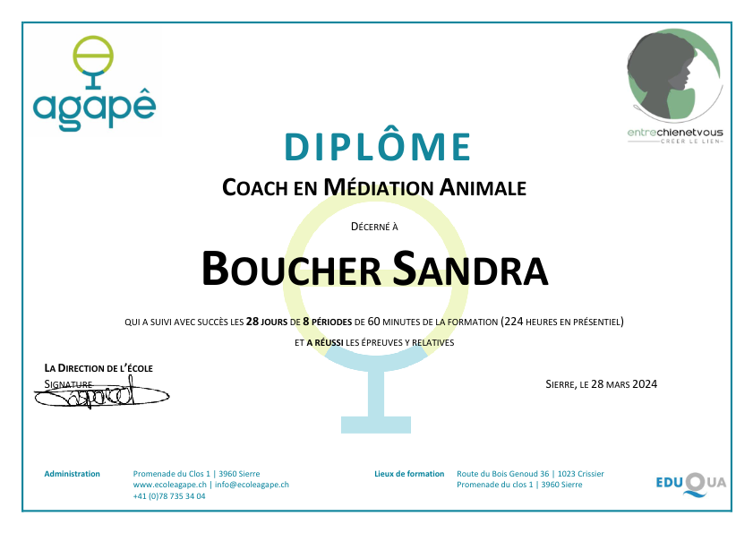photo diplome Sandra Boucher