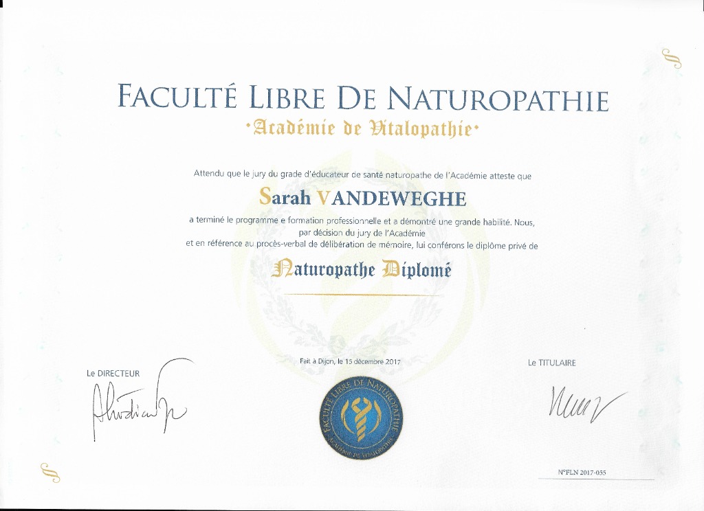 photo diplome Sarah VANDEWEGHE