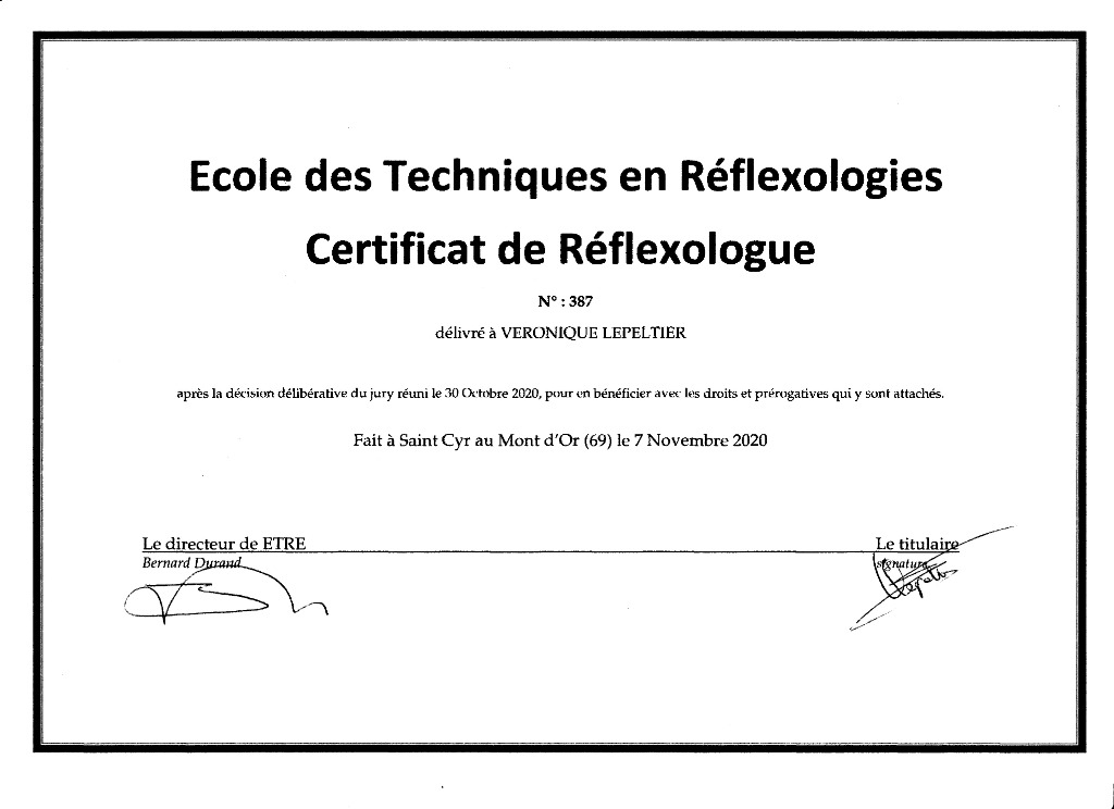 photo diplome Véronique Lepeltier
