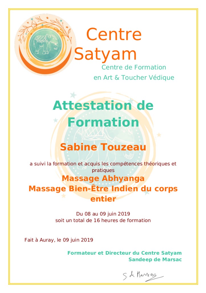 photo diplome Sabine Touzeau