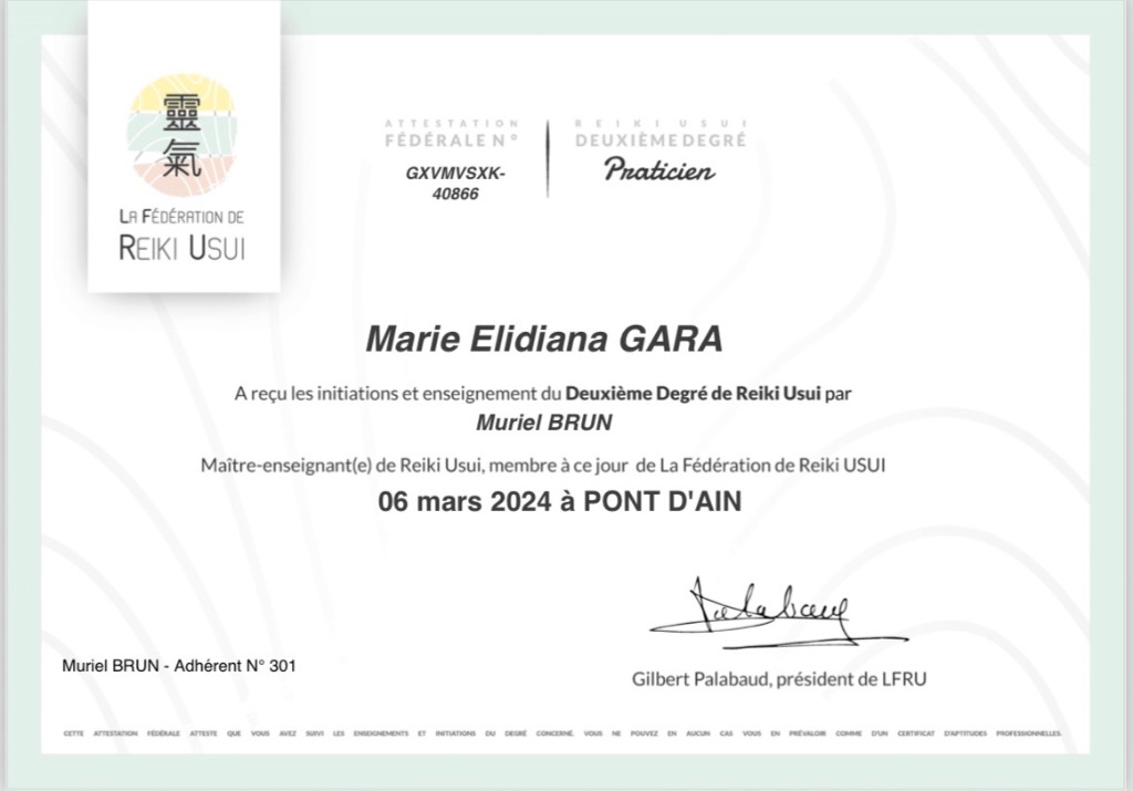 photo diplome GARA Marie Elidiana